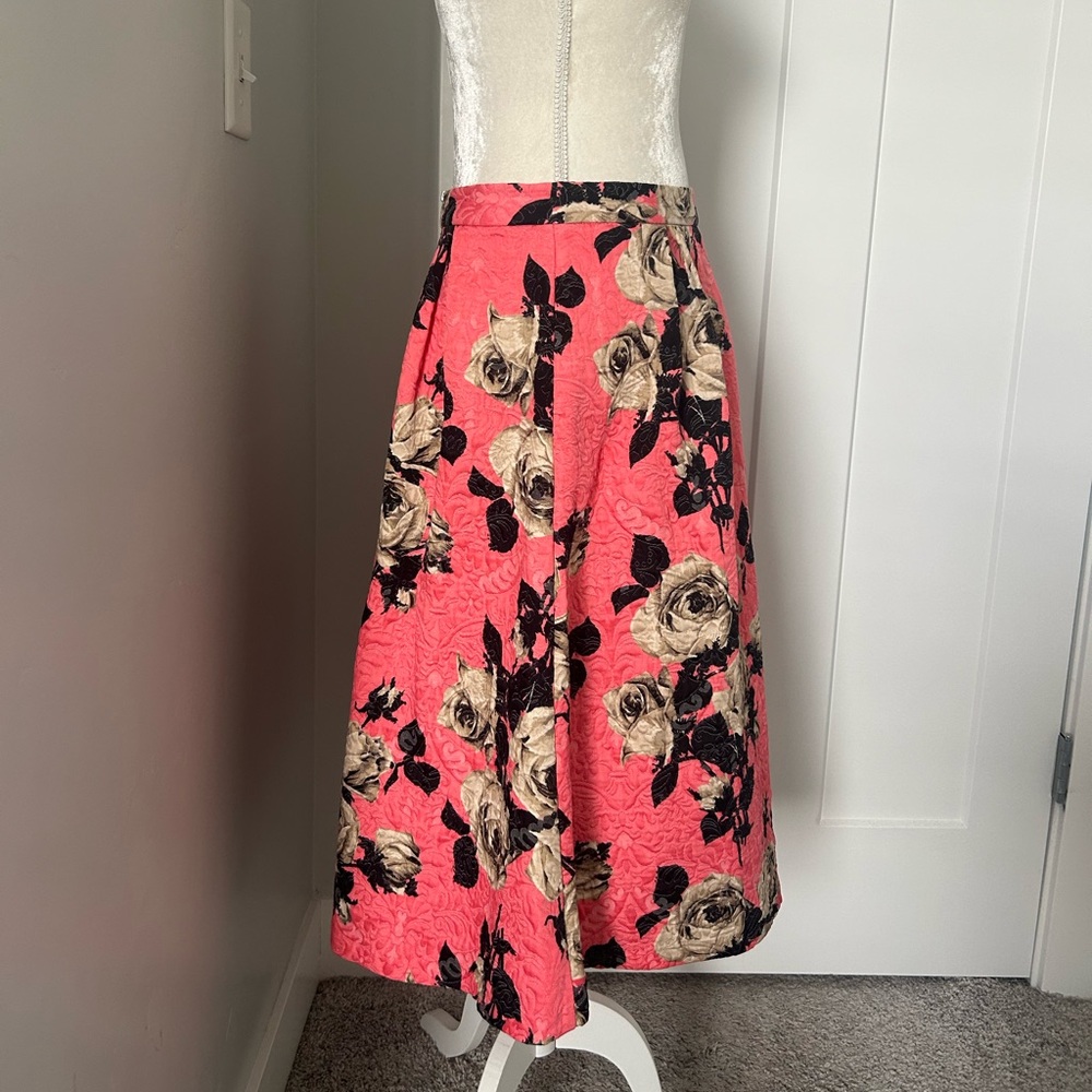 Topshop Quilted Floral Midi Skirt - Picture 2 of 7